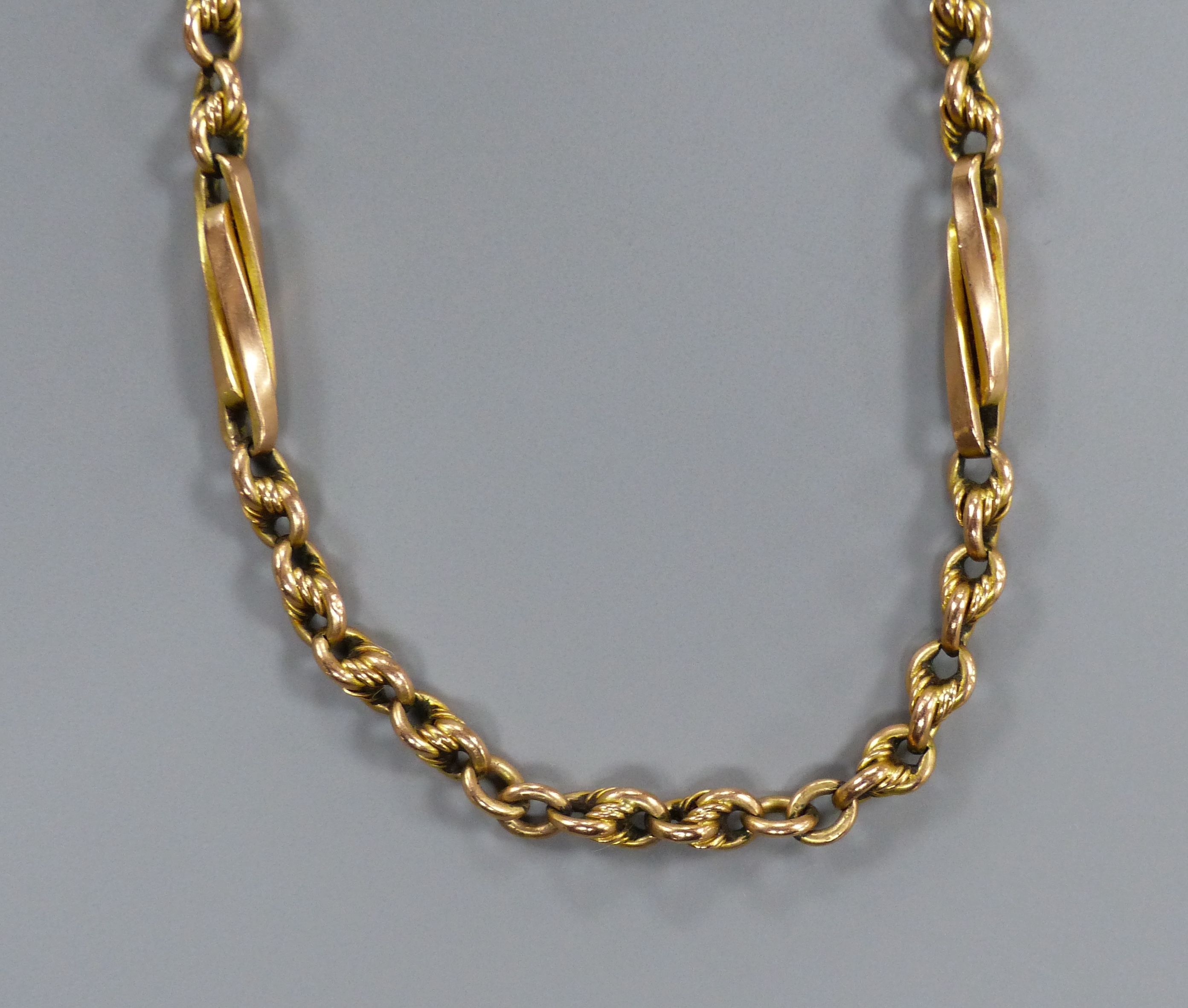 A 9ct gold fancy link necklet, 41cm, 17.2 grams.